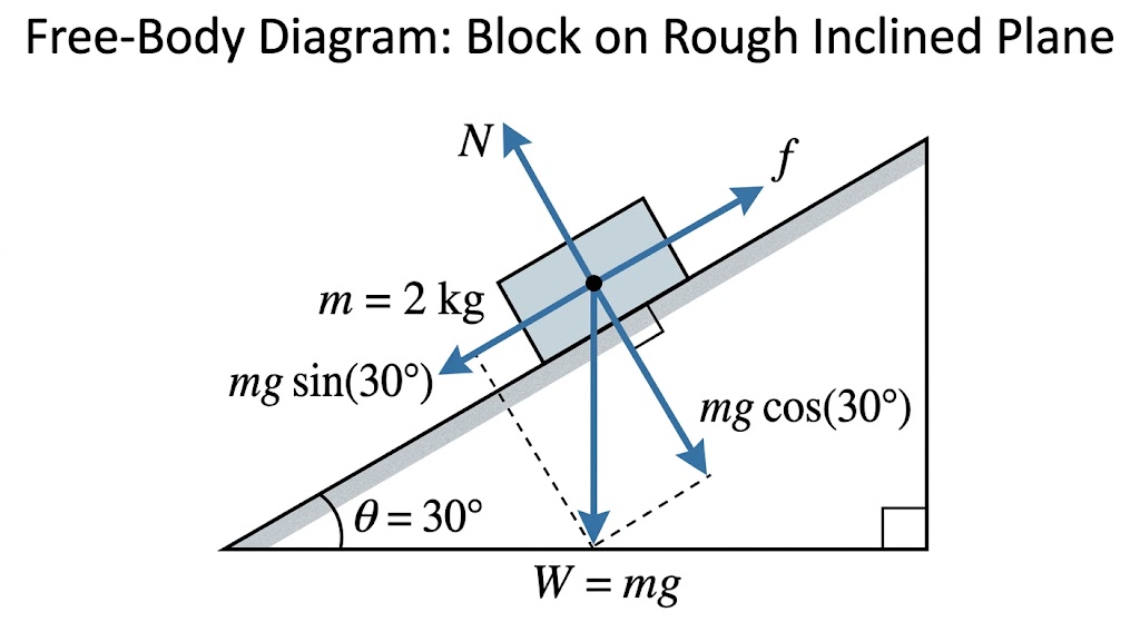 Block on Rough Inclined Plane